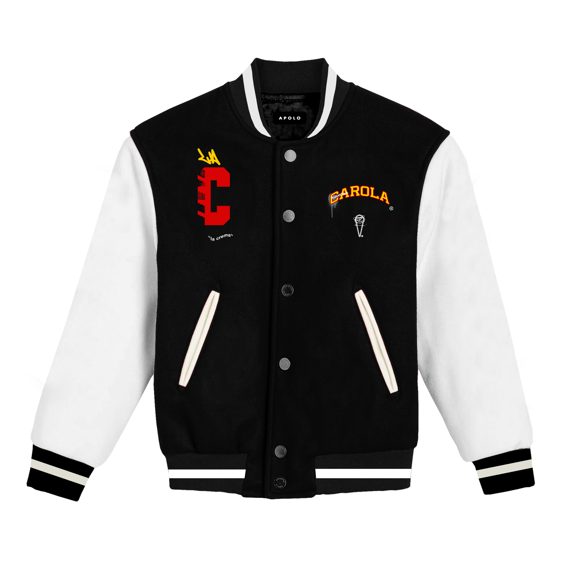 Abrigo Blanco y Negro Varsity Apolo